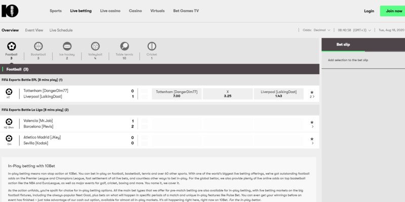10bet Live Wetten