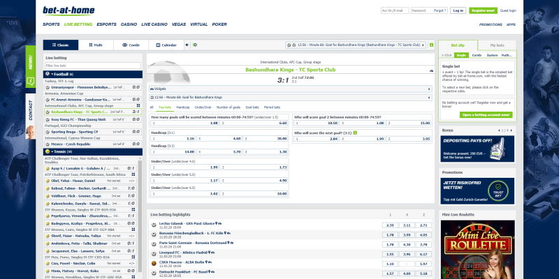 Bet-at-Home Spannende Live-Wetten