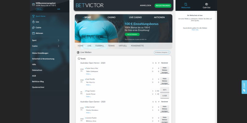 BetVictor Startseite