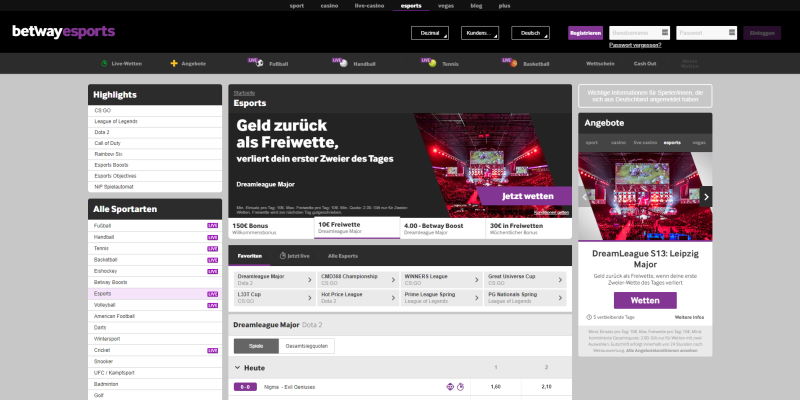 Betway E-Sports Wetten