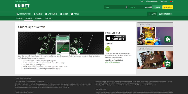 Unibet Mobile Apps